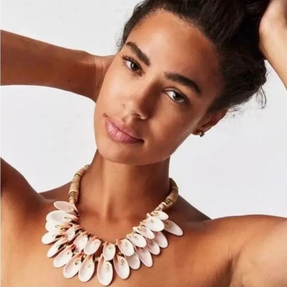 Free People Gold and White Statement Necklace
